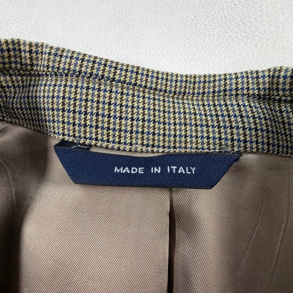 Brooks Brothers Mens 46R Blazer Made in Italy Worsted Wool Check Tan Sport Coat - Picture 16 of 16